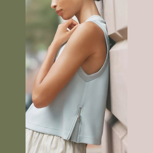 NEW Varley - Sizes S, M, L Women's Shea High-Neck Crop Tank Top - Ether Blue - Picture 4 of 4